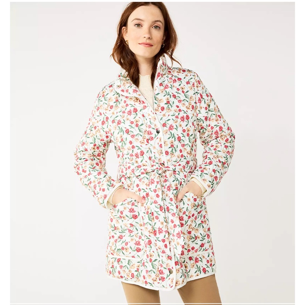 🌷🎀Women’s Draper James RSVP White Floral Quilted Jacket LNC Small